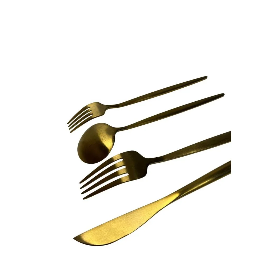 Gold Flatware Cutlery Set Elegant Design Easy Clean 30 pc Modern style READ‎